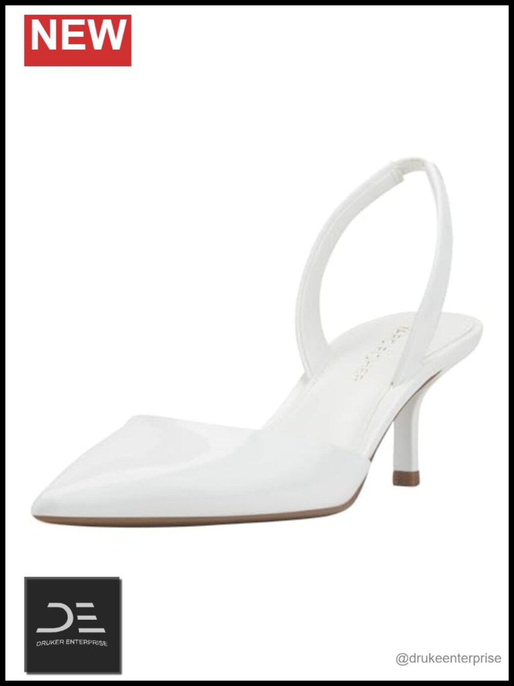 Marc Fisher Womens Iced Slingback Pumps Pointy Toe Patent Kitten Heel